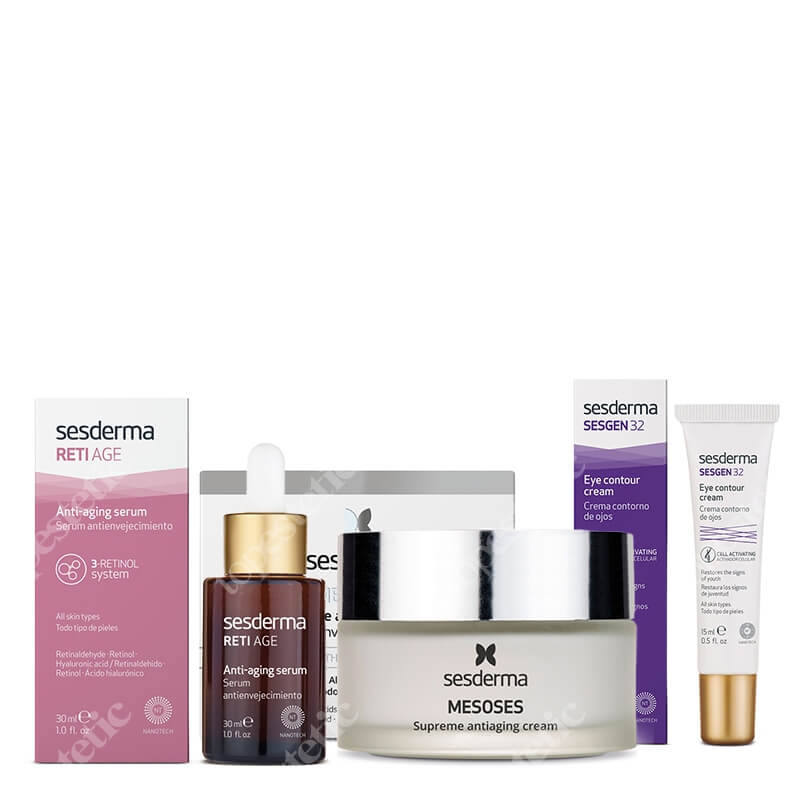 Sesderma Pielęgnacja Odmładzająca ZESTAW Serum przeciwzmarszczkowe 30 ml + Krem do twarzy nawilżający 50 ml + Krem kontur oczu 15 ml