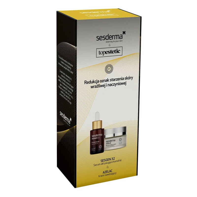 Sesderma Pielęgnacja Przeciwstarzeniowa Skóry Naczyniowej ZESTAW Serum aktywujące komórki 30 ml + Krem nawilżający do twarzy 50 ml, Kartonik