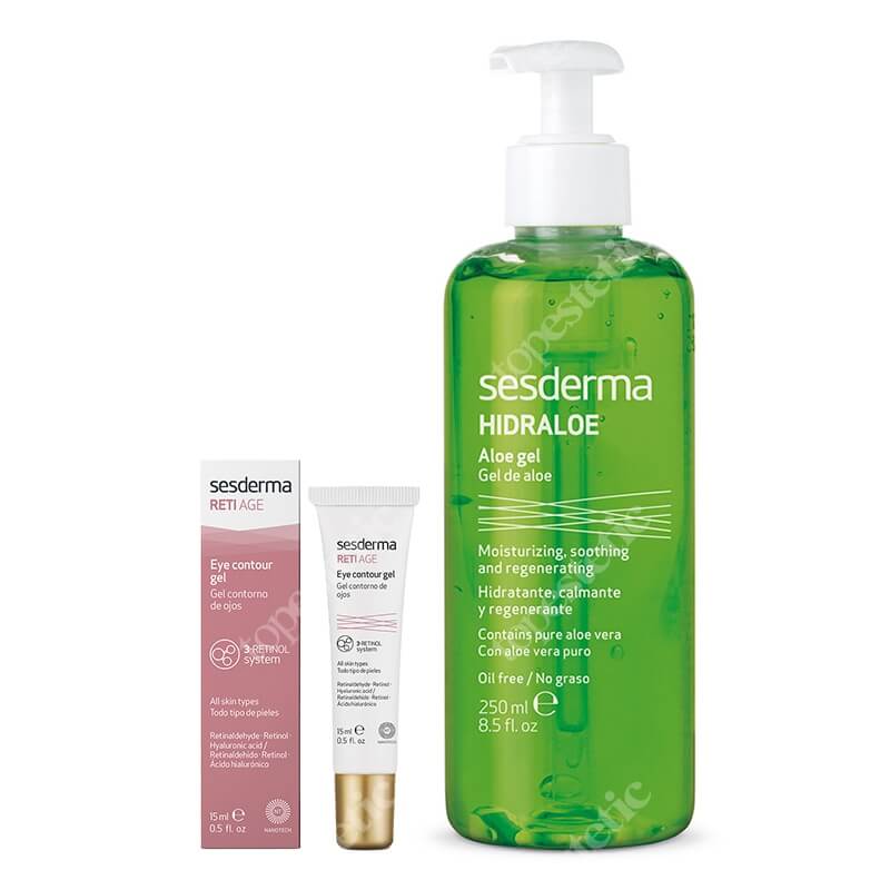 Sesderma Pielęgnacja Przeciwstarzeniowo - Nawilżająca ZESTAW Żel Aloe 250 ml + Żel kontur oczu 15 ml