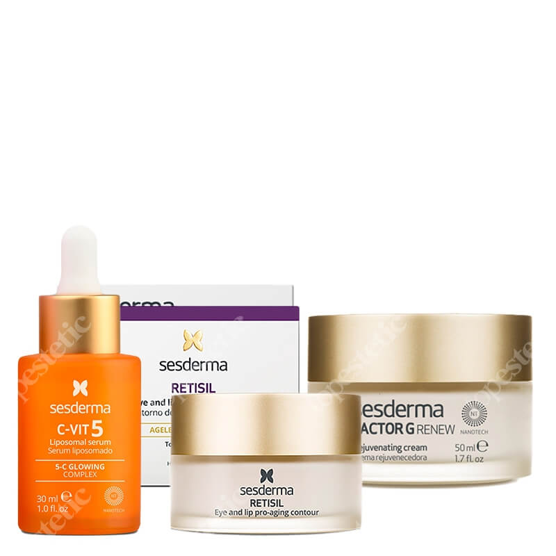 Sesderma Pielęgnacja Skóry Dojrzałej ZESTAW Serum do twarzy z witaminą C 30 ml + Regenerujący krem przeciwstarzeniowy 50 ml + Krem do intensywnej pielęgnacji konturu oczu i ust 30 m