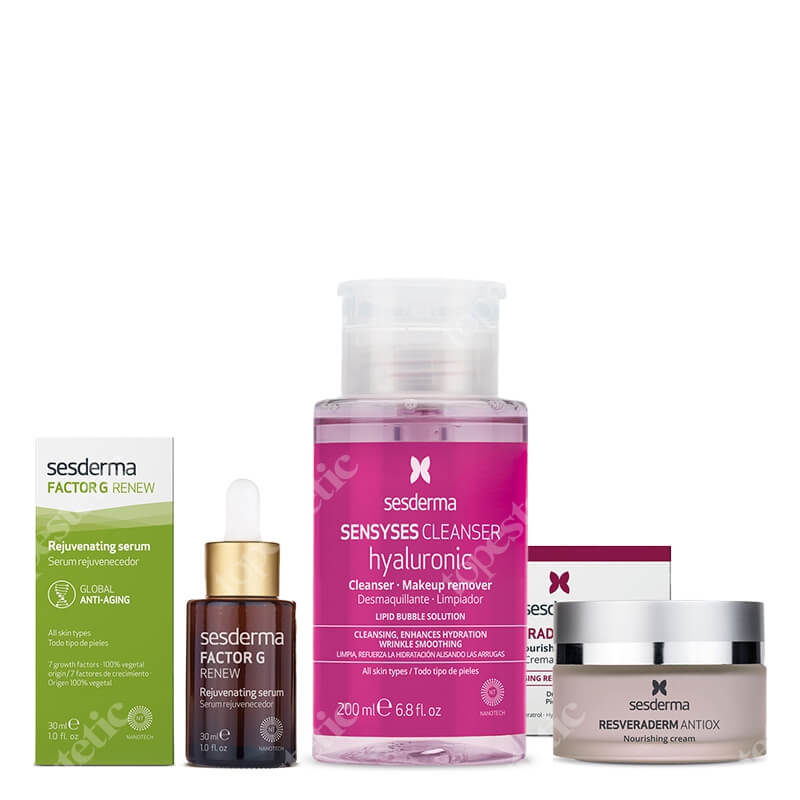 Sesderma Pielęgnacja Ujędrniająca ZESTAW Serum z pęcherzykami lipidowymi 30 ml + Krem przeciwstarzeniowy 50 ml + Płyn oczyszczający, liposomowy 200 ml