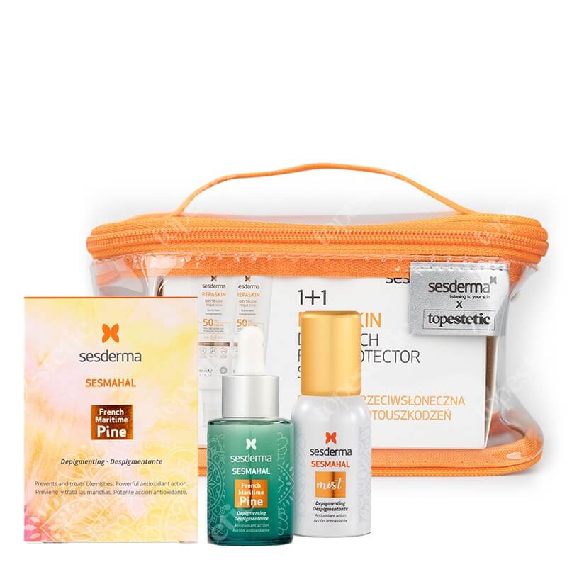 Sesderma Repaskin Dry Touch SPF 50 x 2 + Sesmahal French Maritime Pine + Sesmahal Mist ZESTAW Krem ochronny SPF50, 50 ml x 2 + Serum zwalczające przebarwienia 30 ml + Mgiełka 30 ml