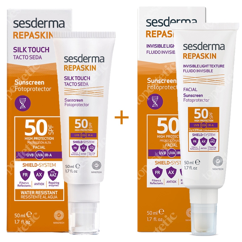 Sesderma Repaskin Silk Touch SPF 50 + Repaskin Fluido Invisible ZESTAW ...