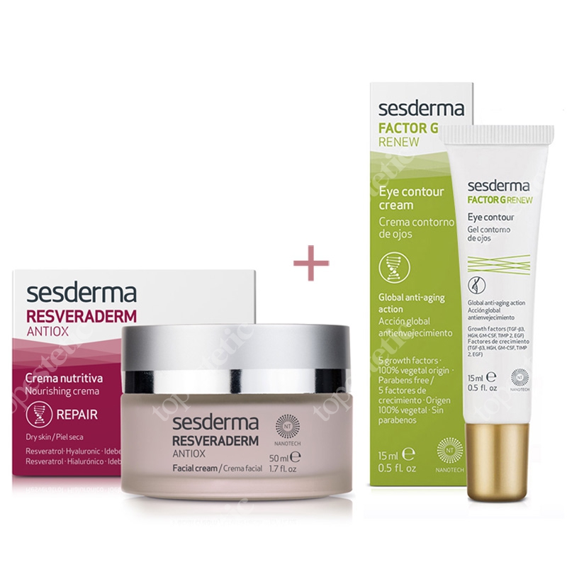 Sesderma Resveraderm Facial Cream + Eye Contour Gel Factor G ZESTAW Krem przeciwstarzeniowy 50 ml + Krem pod oczy 15 ml