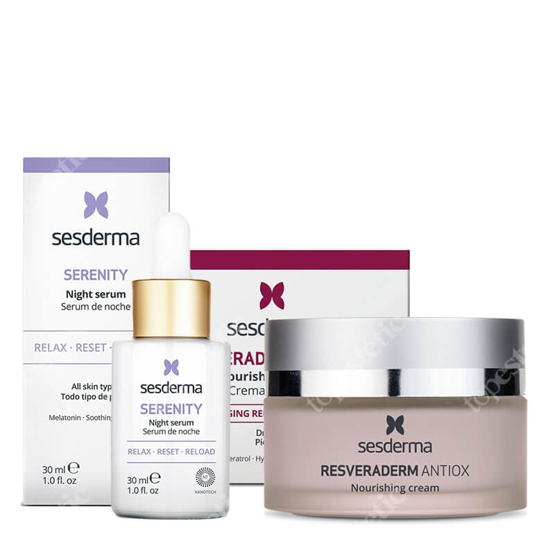Sesderma Resveraderm Facial Cream + Serenity Night Serum ZESTAW Krem przeciwstarzeniowy 50 ml + Serum liposomowe 30 ml