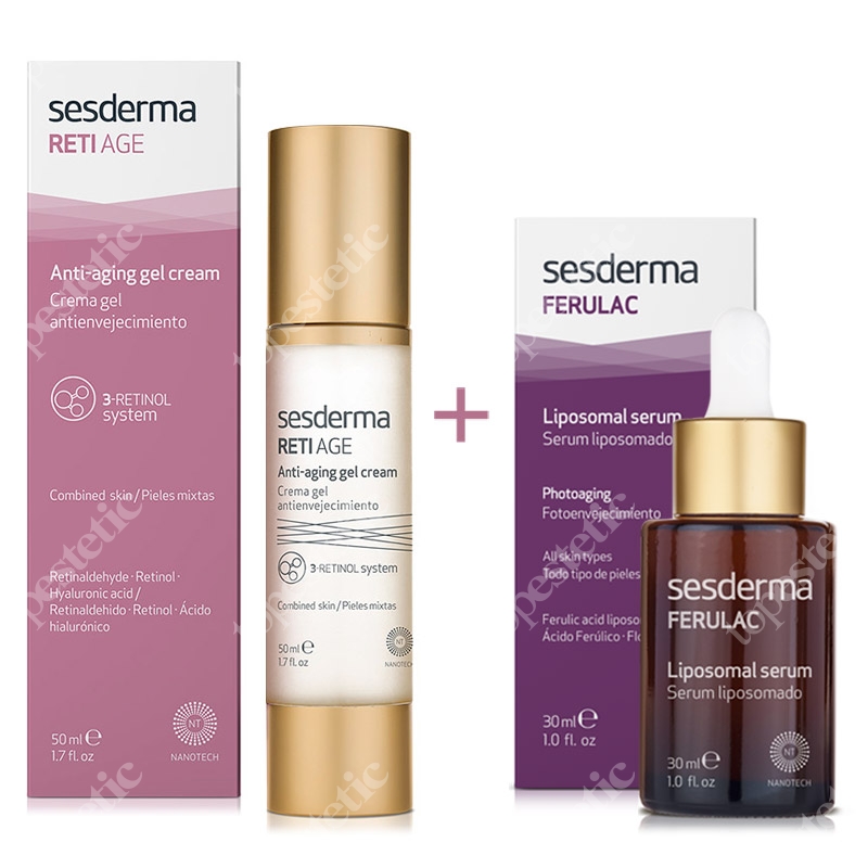 Sesderma Reti Age Anti Aging Gel - Cream + Ferulac Liposomal Serum ZESTAW Krem-żel przeciwstarzeniowy 50 ml + Liposomowe serum 30 ml