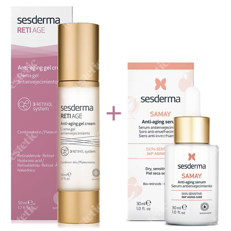 Sesderma Reti Age Anti-Aging Gel Cream + Samay Anti Aging Serum ZESTAW Krem-żel przeciwstarzeniowy 50 ml + Serum przeciwstarzeniowe 30 ml