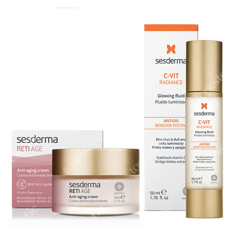 Sesderma Reti Age Cream Anti Aging + C-VIT Radiance ZESTAW Krem przeciwzmarszczkowy 50 ml + Krem rozświetlający 50 ml