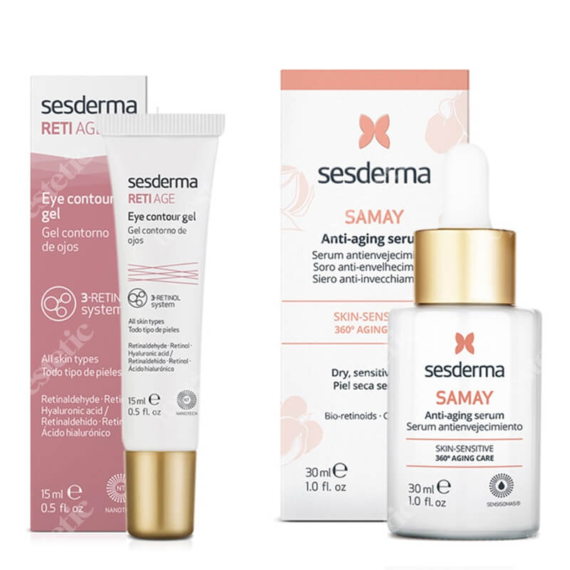 Sesderma Reti Age Eye Contour Gel + Samay Anti Aging Serum ZESTAW Żel kontur oczu 15 ml + Serum przeciwstarzeniowe 30 ml
