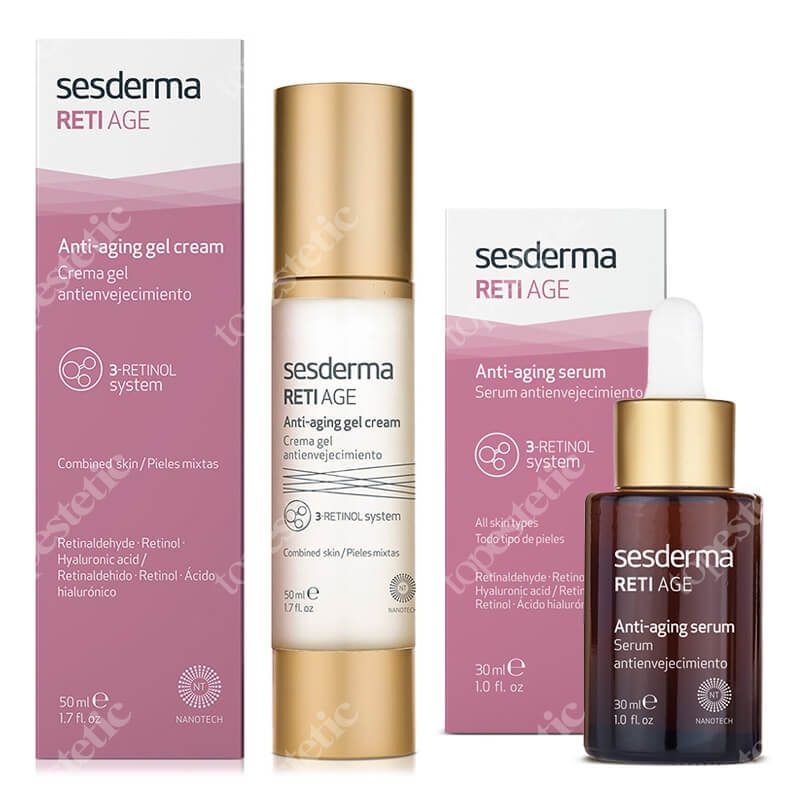 Sesderma Reti Age Gel Cream + Reti Age Serum ZESTAW Krem-żel przeciwstarzeniowy 50 ml + Serum przeciwzmarszczkowe 30 ml