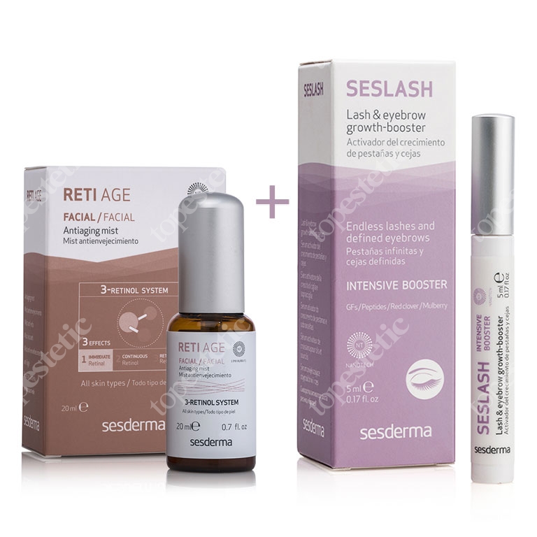Sesderma Reti Age Mist + Seslash ZESTAW Mgiełka przeciwzmarszczkowa + Serum aktywujące wzrost rzęs i brwi 20 ml, 5 ml