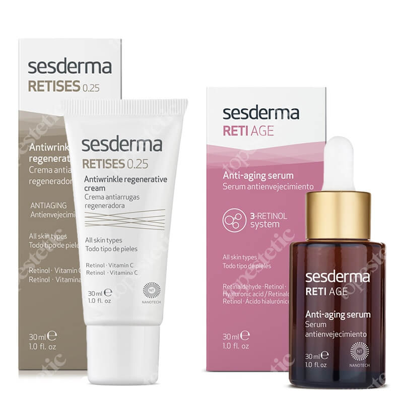 Sesderma Retises 0,25% Cream + Reti Age Serum ZESTAW Regenerujący krem przeciwzmarszczkowy 30 ml + Serum przeciwzmarszczkowe 30 ml