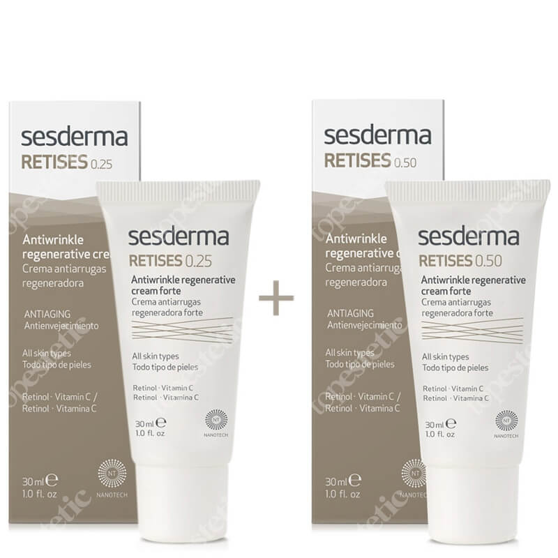 Sesderma Retises 0,25% + Retises 0,5% ZESTAW Regenerujący krem przeciwzmarszczkowy 30 ml + Regenerujący krem przeciwzmarszczkowy 30 ml