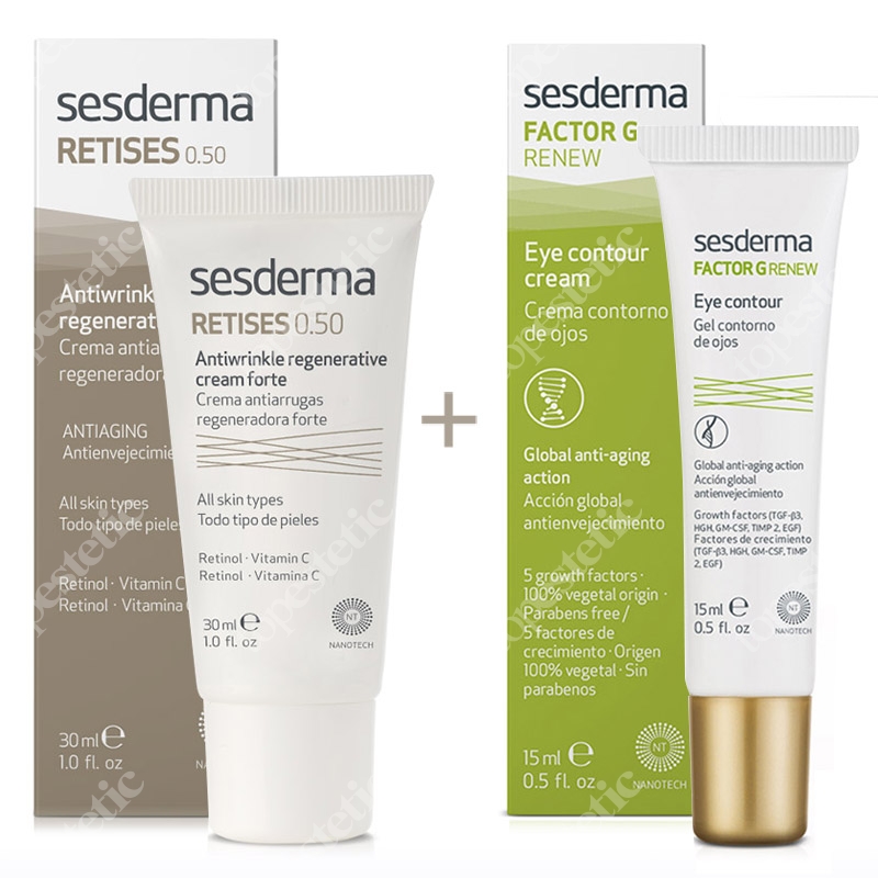 Sesderma Retises 0,5% + Factor G Eye Contour Gel ZESTAW Regenerujący krem przeciwzmarszczkowy 30 ml + rem pod oczy 15 ml