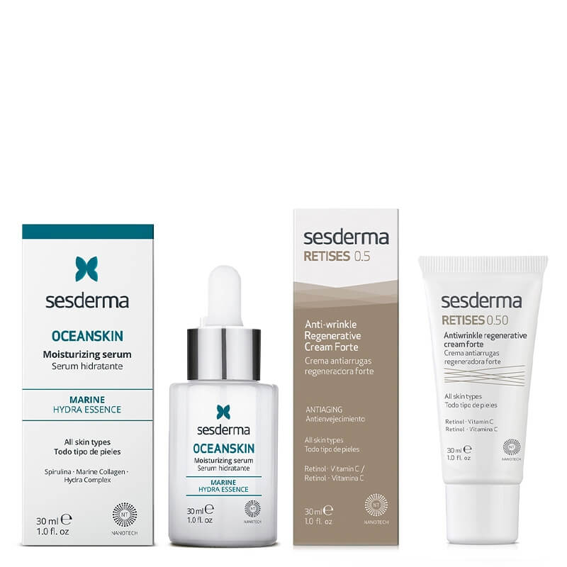 Sesderma Retises 0,5% + Oceanskin Moisturizing Serum ZESTAW Regenerujący krem przeciwzmarszczkowy 30 ml + Serum nawilżające 30 ml