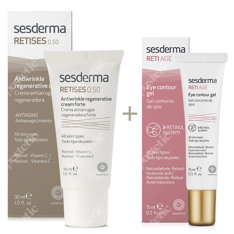 Sesderma Retises 0,5% + Reti Age Eye Contour Gel ZESTAW Regenerujący krem przeciwzmarszczkowy 30 ml + Krem kontur oczu 15 ml