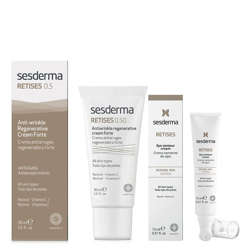 Sesderma Retises 0,5% + Retises 0,05% ZESTAW Regenerujący krem przeciwzmarszczkowy 30 ml + Przeciwzmarszczkowy krem pod oczy 15 ml