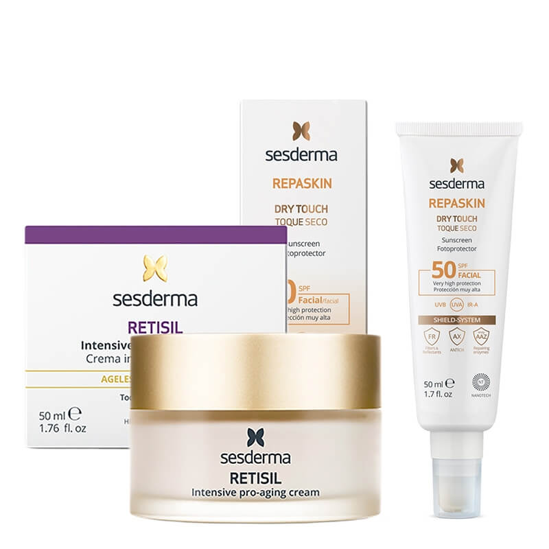 Sesderma Retisil Intensive Pro-Aging Cream + Repaskin Dry Touch SPF 50 ZESTAW Intensywny krem ujędrniający 50 ml + Krem ochronny SPF50, 50 ml