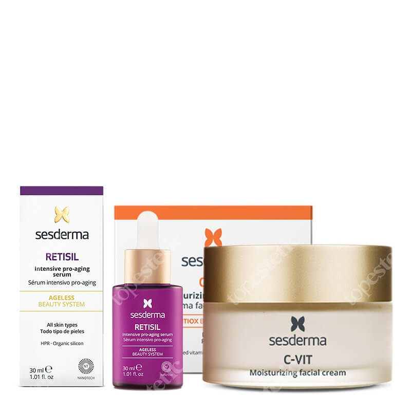 Sesderma Retisil Intensive Pro-Aging Serum + C-VIT Moisturizing Facial Cream ZESTAW Intensywne serum ujędrniające 30 ml + Krem nawilżająco - rozjaśniający z Wit C. 50 ml
