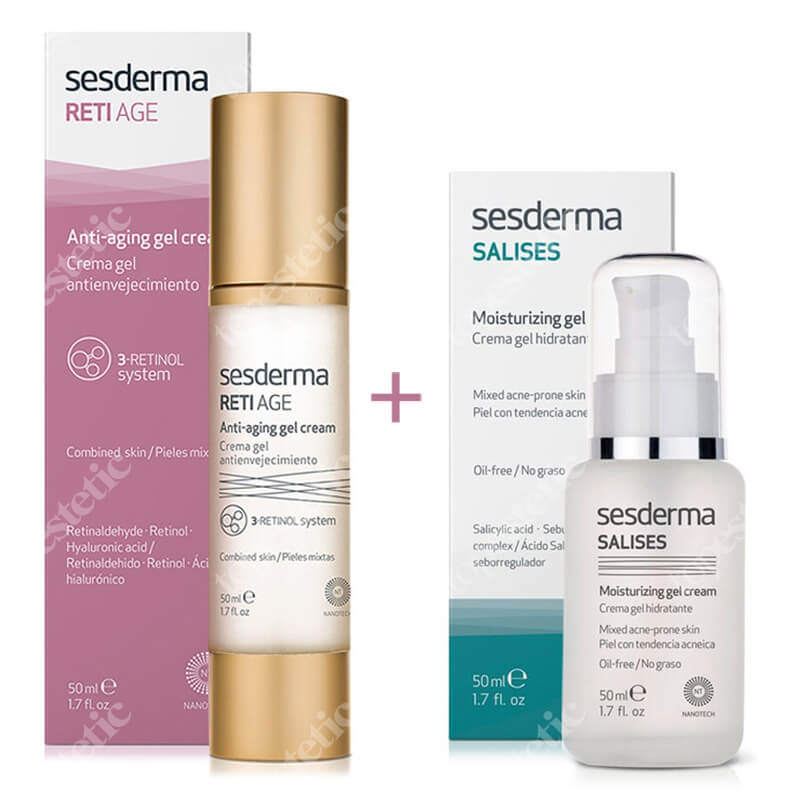 Sesderma Salises + Reti Age Anti-Aging Gel Cream ZESTAW Krem-żel nawilżający 50 ml + Krem-żel przeciwstarzeniowy 50 ml
