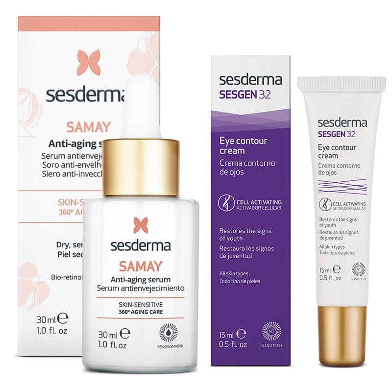 Sesderma Samay Anti Aging Serum + Sesgen 32 Eye Contour Cream ZESTAW Serum przeciwstarzeniowe 30 ml + Krem kontur oczu 15 ml
