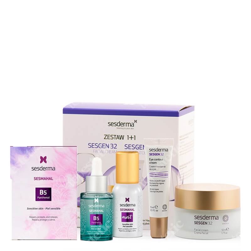 Sesderma Sesgen 32 Cream + Sesgen 32 Eye Contour Cream + Sesmahal B5 - Panthenol + Sesmahal Mist ZESTAW Krem odżywczy aktywujący komórki 50 ml + Krem kontur oczu 15 ml + Liposomane serum z witaminą B5, 30 ml + Mgiełka 30 ml