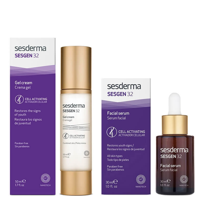 Sesderma Sesgen 32 Gel Cream + Sesgen 32 Serum ZESTAW Przeciwstarzeniowy krem - żel do twarzy 50 ml + Serum aktywujące komórki 30 ml