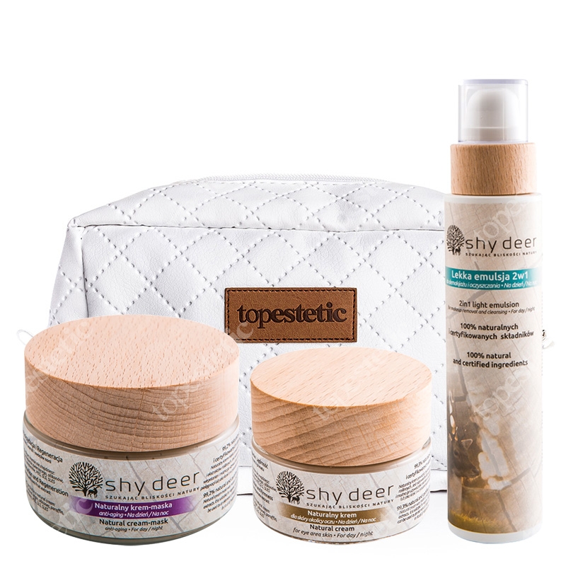 Shy Deer Beauty Ritual Anti Aging Set ZESTAW Lekka emulsja 200 ml + Krem przeciwstarzeniowy 50 ml + Kosmetyczka