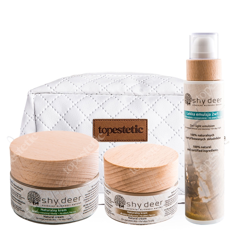 Shy Deer Beauty Ritual Mixed and Oily Skin Set ZESTAW Lekka emulsja 200 ml + Krem pod oczy 30 ml + Krem 50 ml + Kosmetyczka