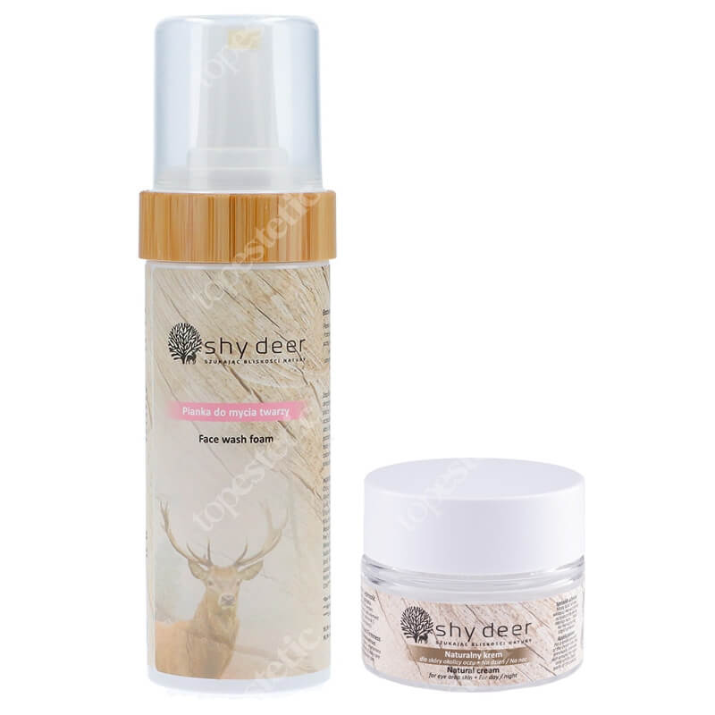 Shy Deer Natural And Fresh ZESTAW Pianka do mycia twarzy 150 ml + Naturalny krem dla skóry okolicy oczu 30 ml