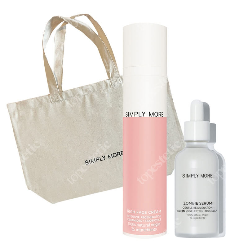 Simply More Zombie Serum + Rich Face Cream + Torba GRATIS ZESTAW Odmładzające serum 30 ml + Intensywnie regenerujący krem 50 ml + Torba bawełniana typu shopper 1 szt