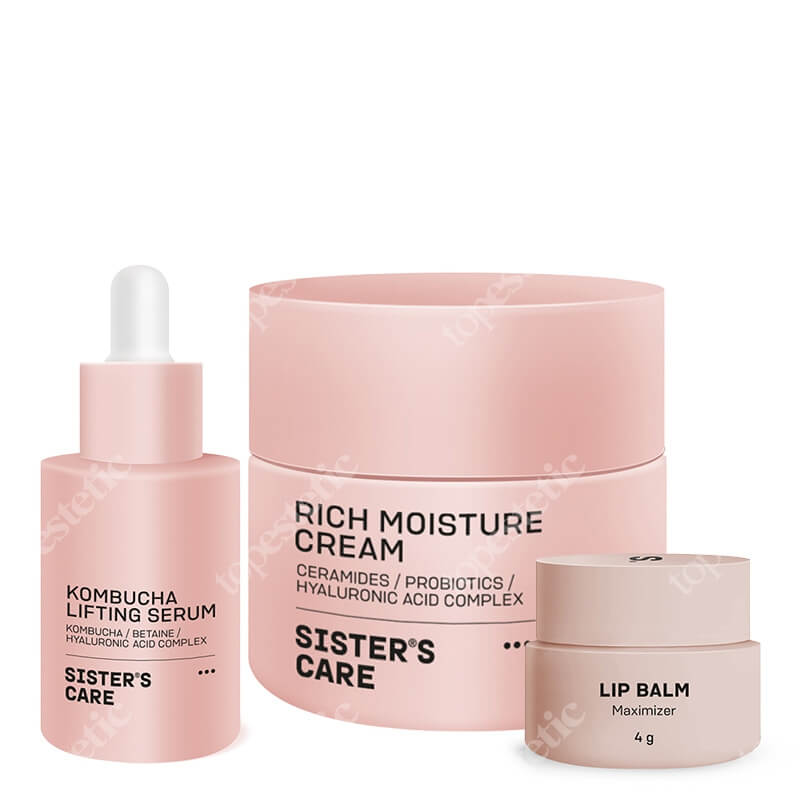 Sisters Aroma Beauty Face ZESTAW Serum liftingujące z kombuchą 30 ml + Krem intensywnie nawilżający i odżywczy 50 ml + Balsam do ust 4 g