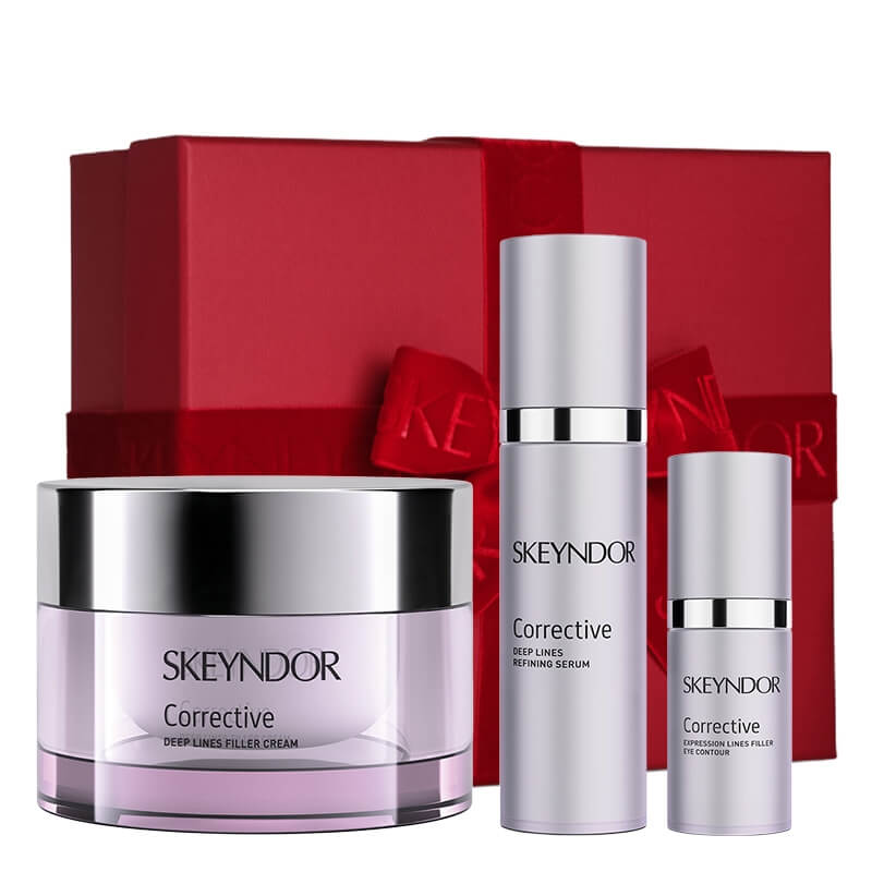 Skeyndor Corrective Kit ZESTAW Krem wypełniający głębokie zmarszczki 50 ml + Serum wygładzające głębokie zmarszczki 30 ml + Krem wokół oczu 15 ml