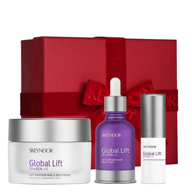 Skeyndor Global Lift Kit ZESTAW Krem do twarzy i szyi 50 ml + Krem pod oczy 15 ml + Eliksir liftingująco rozświetlający 30 ml
