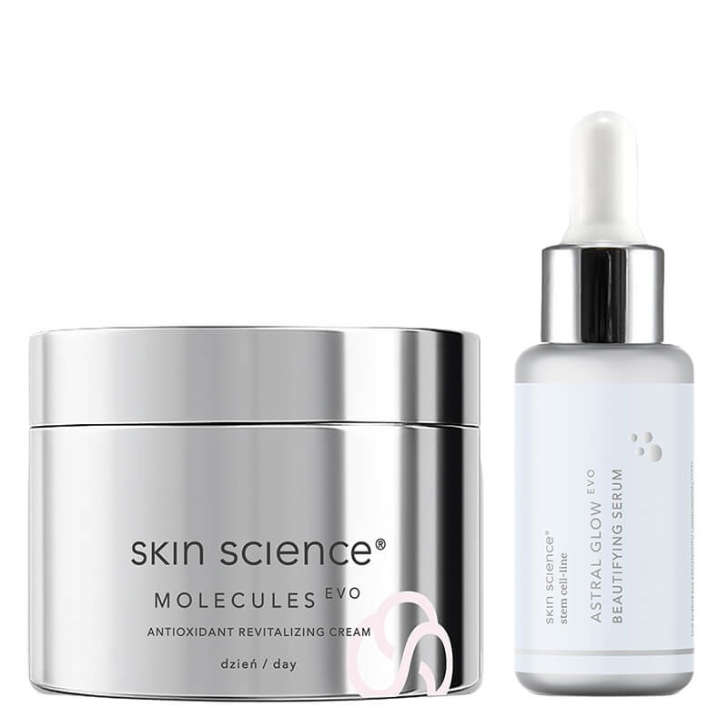 Skin Science Astral Glow Evo Beautifying Skin ZESTAW Upiększające serum rozjaśniająco-liftingujące 30 ml + Antyoksydacyjny odmładzający krem na dzień 50 ml