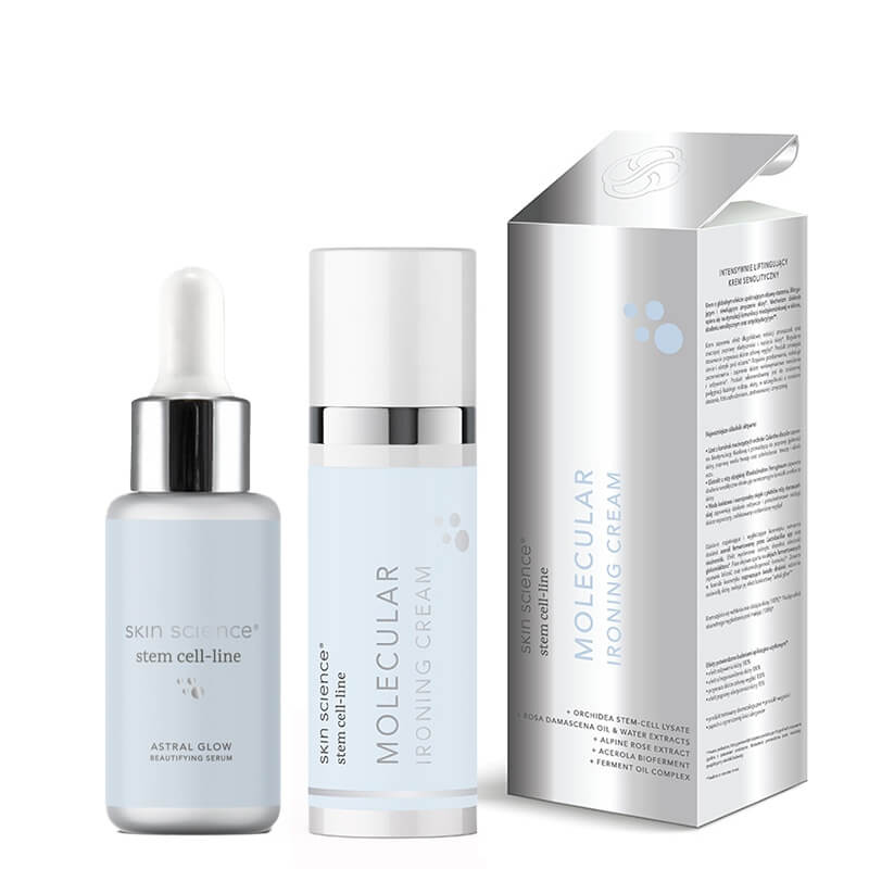 Skin Science Astral Glow + Molecular Ironing Cream ZESTAW Emulsyjne serum 30 ml + Krem opóźniający objawy starzenia 50 g