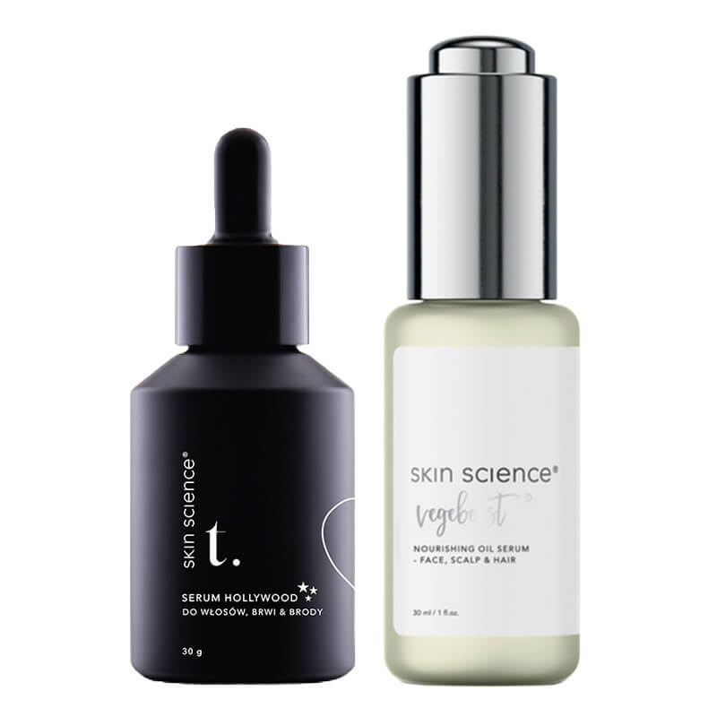 Skin Science Serum Power ZESTAW Odżywcze serum olejowe do twarzy 30 ml + Serum do łodygi włosa, brwi i brody 30 g