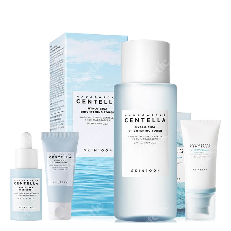 Skin1004 All Day Care ZESTAW Toner 210 ml + Serum 30 ml + Krem przeciwsłoneczny 50 ml + Maska do twarzy na noc 30 ml