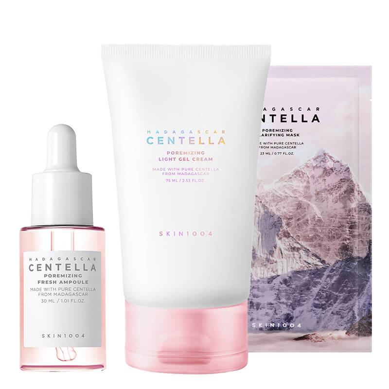 Skin1004 Centella Poremizing Fresh skin ZESTAW Serum 30 ml + Lekki żelowy krem75 ml + Maska w płachcie 23 ml