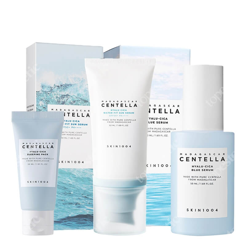 Skin1004 Hyalu-Cica Set ZESTAW Serum 50 ml + Krem przeciwsłoneczny 50 ml + Maska 30 ml