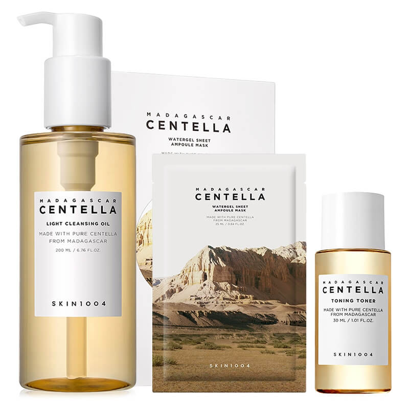 Skin1004 Madagascar Centella Care ZESTAW Olejek myjący 200 ml + Tonik 30 ml + Hydrożelowa maska w płachcie1 szt