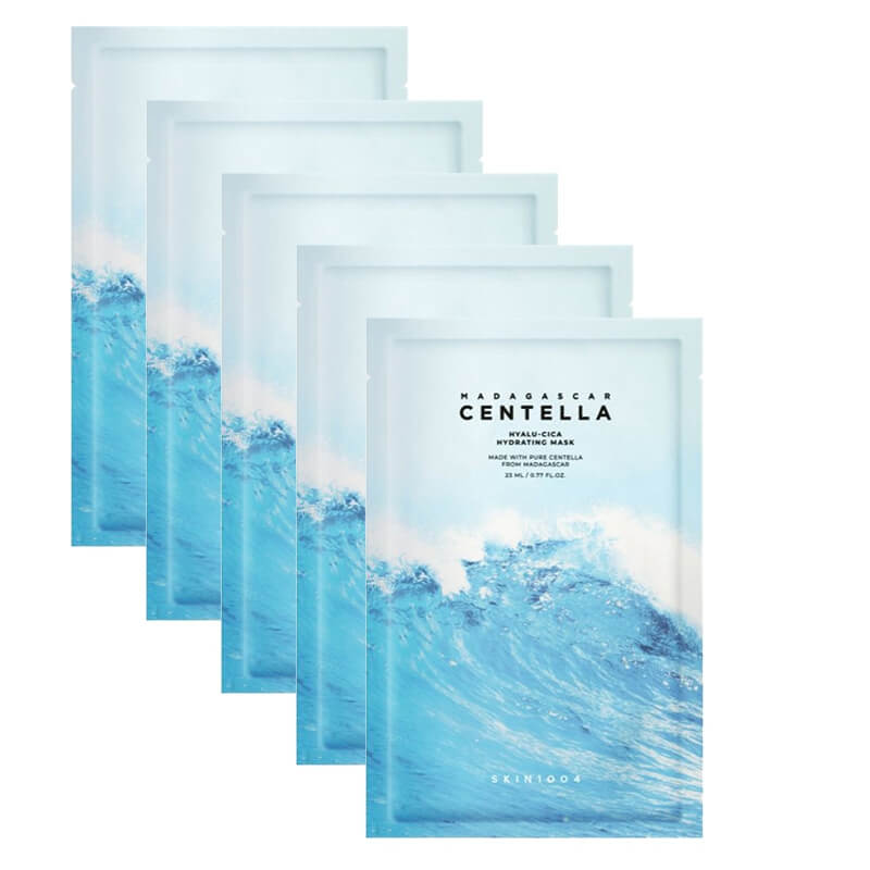 Skin1004 Madagascar Centella Hyalu-Cica Hydrating Mask x 5 ZESTAW Głęboko nawilżająca maska w płachcie z kwasem hialuronowym 23 ml x 5
