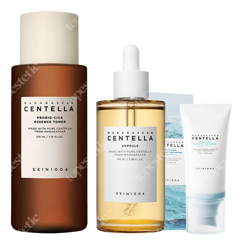Skin1004 Madagascar Centella Set ZESTAW Odżywcze serum 100 ml + Toner 210 ml + Krem przeciwsłoneczny 50 ml