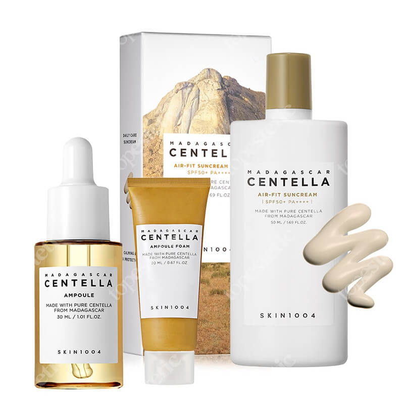 Skin1004 Madagascar Centella Set ZESTAW Serum 30 ml + Lekki fizyczny filtr przeciwsłoneczny 50 ml + Oczyszczająca pianka do twarzy 20 ml