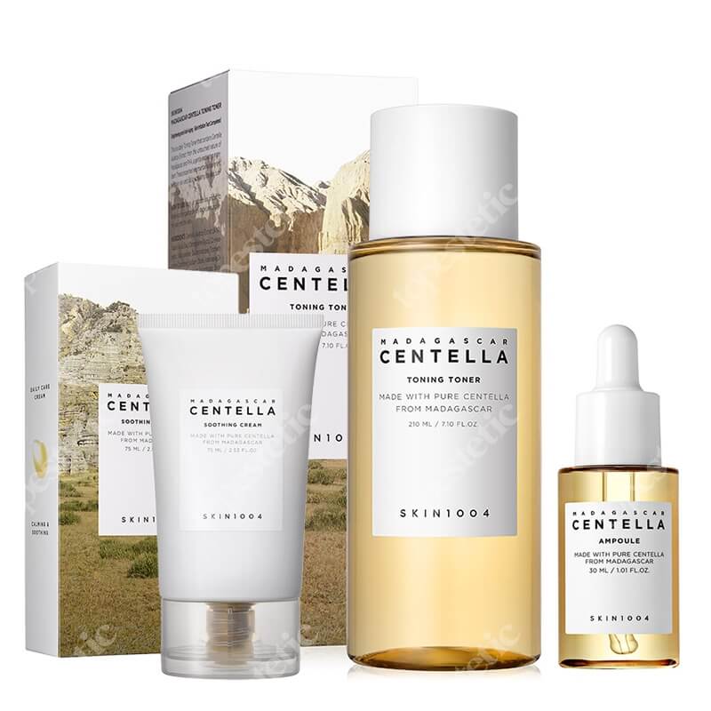 Skin1004 Madagascar Centella Set ZESTAW Tonik 210 ml + Odżywcze serum 30 ml + Kojący krem do twarzy 75 ml