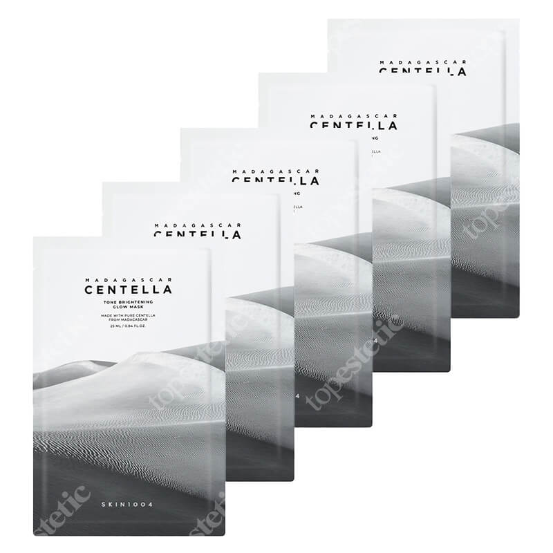 Skin1004 Madagascar Centella Tone Brightening Glow Mask x 5 ZESTAW Maska w płachcie rozjaśniająca przebarwienia 25 ml x 5