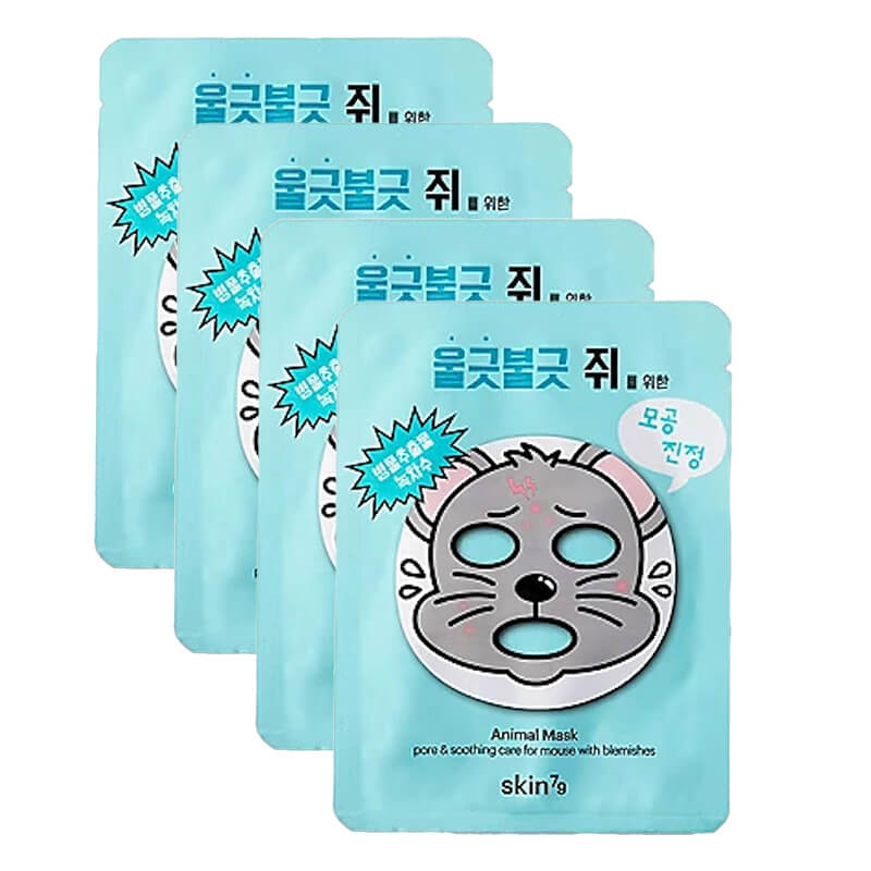 Skin79 Animal Mask - For Mouse with Blemishes x 4 ZESTAW Oczyszczająca maska w płacie 23 g x 4