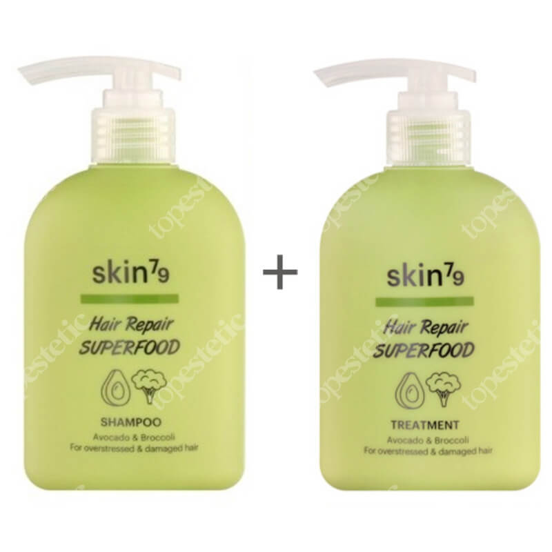 Skin79 Avocado & Broccoli Set ZESTAW Szampon dla przeciążonych i zniszczonych włosów 230 ml + Odżywka dla przeciążonych i zniszczonych włosów 230 ml
