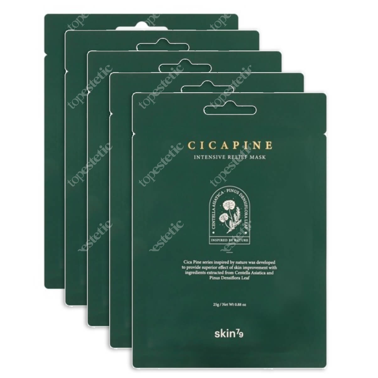 Skin79 Cica Pine Intensive Relief Mask x 5 ZESTAW Oczyszczająco - regenerująca maska w płacie 25 g x 5