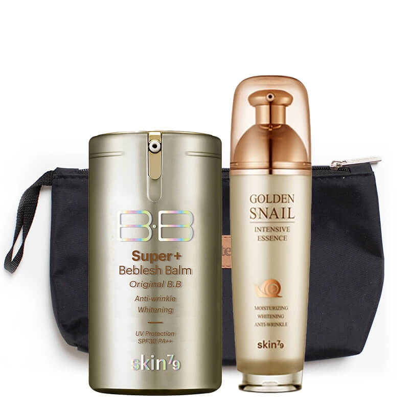 Skin79 Golden Snail Intensive Essence + Super+ Beblesh Balm Gold Super Cream SPF 30 PA++ + ZESTAW Esencja 40 ml + Krem BB 40 g + Kosmetyczka 1 szt